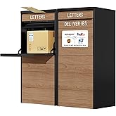 Package Delivery Box for Outside with Lock, 41.5" H Metal Parcel Drop Box with Anti-Theft Mail Slot & Security Baffle, Waterproof Outdoor Porch Mailbox with Delivery Sign