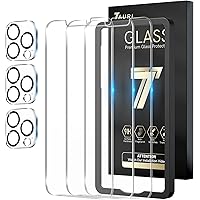 TAURI 3 + 3 Pack Compatible with iPhone 13 Pro 6.1 Inch, 3 Pack Tempered Glass Screen Protector, 3 Pack Camera Lens…