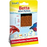 Tetra BettaMin Mini Pellets Fish Food for Betta Fish, 0.15 oz | Floating Pellets For Top-Feeding Bettas, Supports Digestion and Enhances Color, Complete Daily Diet - Feed 2-3 Times Per Day