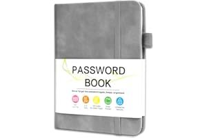 MOSA BEAR Password Keeper Book with Alphabetical Tabs，4.3"x5.7" Small Password Books for Seniors Password Notebook for Internet Website Address Log in Detail(Grey)