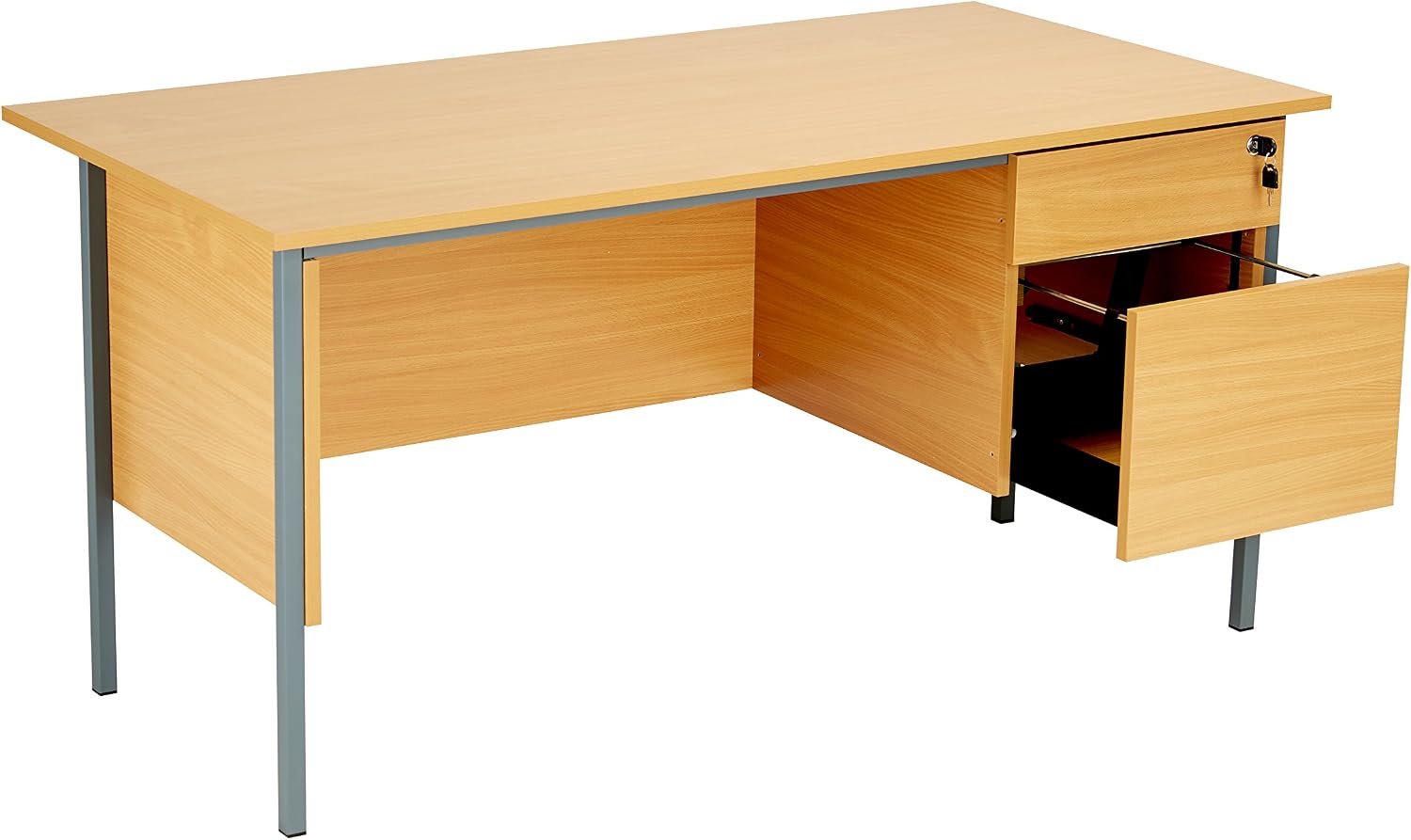 Office Hippo Eco 18 Desk with Two Drawer Pedestal, Beech, 180 cm x 75 cm