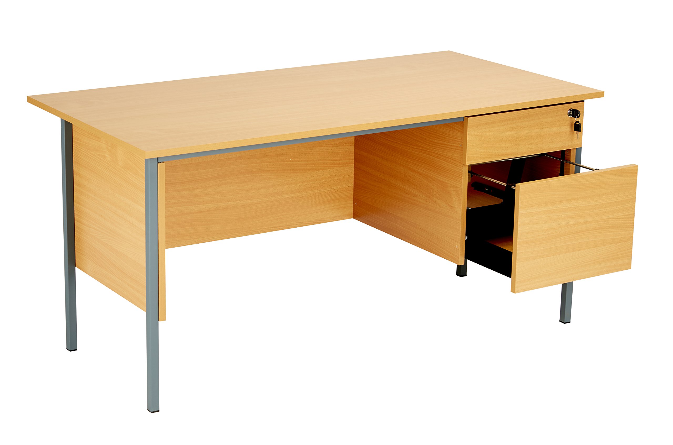 Office Hippo Eco 18 Desk with Two Drawer Pedestal, Beech, 180 cm x 75 cm