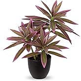 Faux Plants 16.1" Dracaena Artificial Plant Realistic Fake Plants in Pot Small Indoor Plants Fake Potted Plants Artificial Decor for Home Living Room Bathroom Office House Table Desk Shelf, Pink