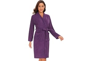 Knuffnee Terry Cloth Robe for Women Bathrobe Knee Length Bath Gown Lightweight Kimono Robe