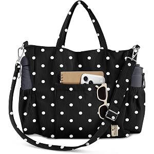 Miss Adola Stylish Corduroy Crossbody Tote Bag | Multi-Pocket Storage, Adjustable Strap, 15 Inch Laptop Fit, Corduroy Texture