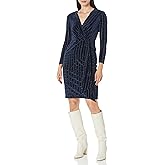 Maggy London Women's Holiday Foil Glitter Shimmer Metallic Dress Occasion Party Guest of, Navy