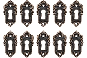 T Tulead 10 Pcs Keyhole Cover Plate Antique Brass Decorative 1-4/5"L x 1"W Keyhole Cover for Cabinet Door,Dresser Drawers,Desk,Copper