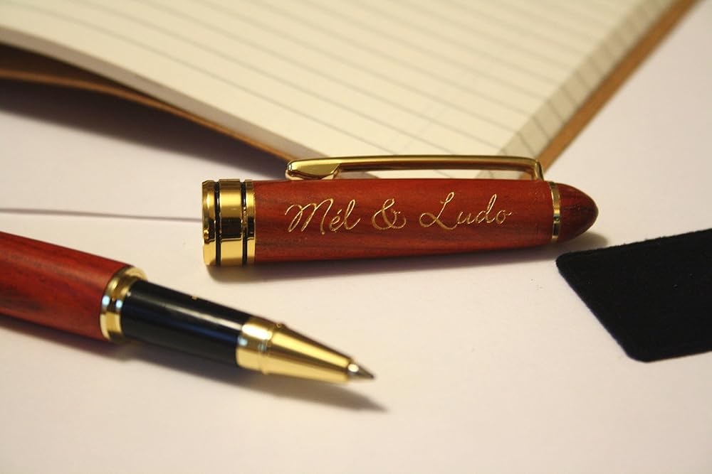 Custom pen personalized with name, initials, pen engraved, dark red
