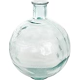 Deco 79 Recycled Glass Handmade Decorative Vase Ribbed Spanish Bottle Centerpiece Vase, Flower Vase for Home Decoration 13" x 13" x 17", Clear