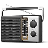 Yewrich AM FM Radio with Best Reception, Portable Battery Operated Transistor Radios, Headphone Jack, AC Powered, Suit for Senior and Home, Black
