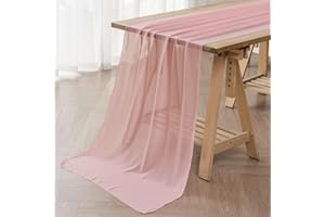 flohar 6Pack 9ft Chiffon Table Runner 14x108 Inch Sheer Romantic Table Runner for Wedding Birthday Party Bridal Shower Outdoor Decoration-Light Pink