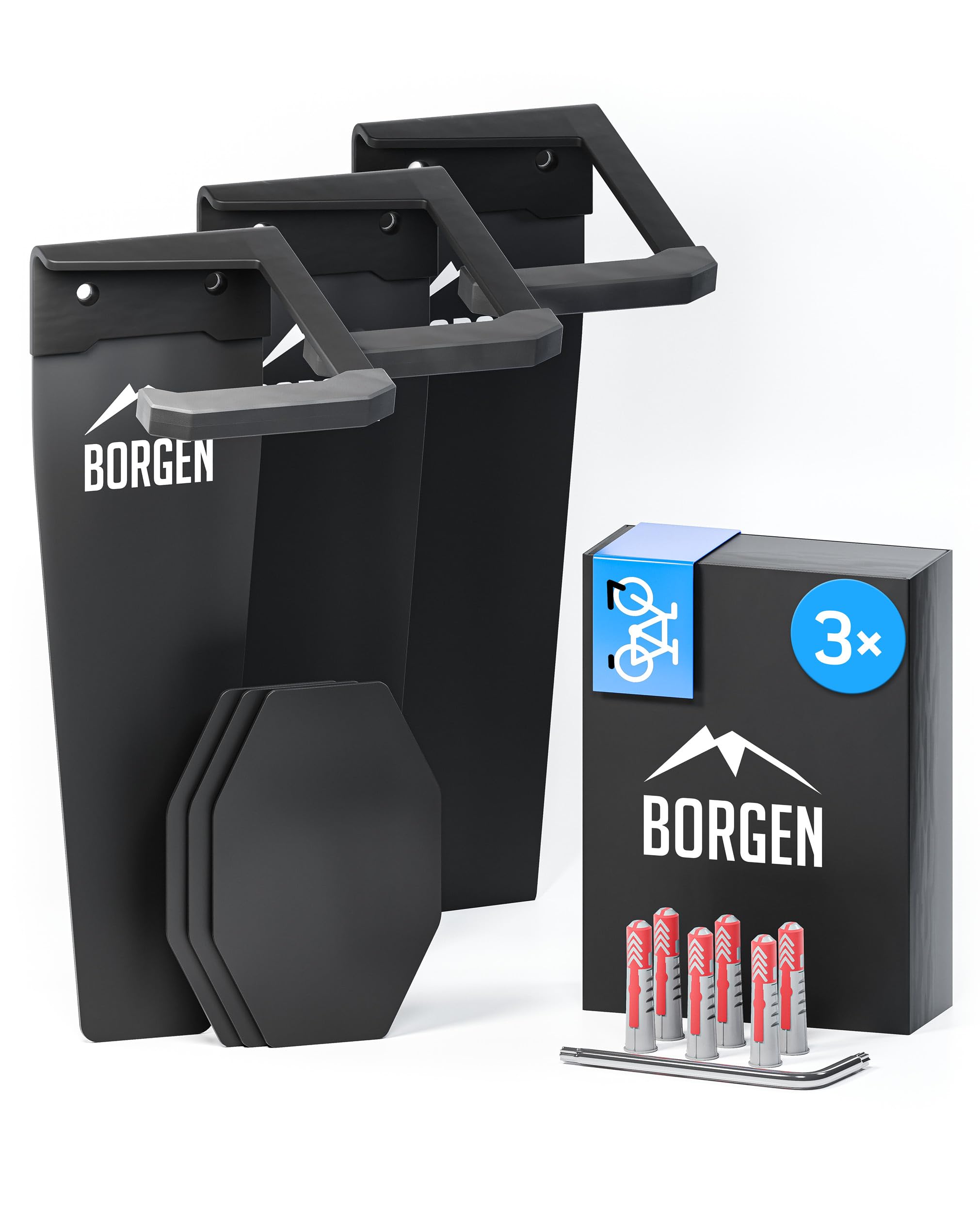 Borgen Bicycle Wall Mount Vertical with 32 kg Load Capacity - Bicycle Mount Wall for E-Bike, MTB and Road Bike