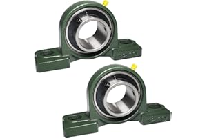 2 Pack UCP210-32 Pillow Block Mounted Ball Bearing - 2" Bore - Solid Cast Iron Base - Self Aligning