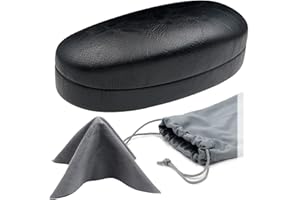 MyEyeglassCase - Large Sunglasses Case - Glasses Holder with Pouch & Cloth - Eyeglass Hard shell Medium - Extra Large frames