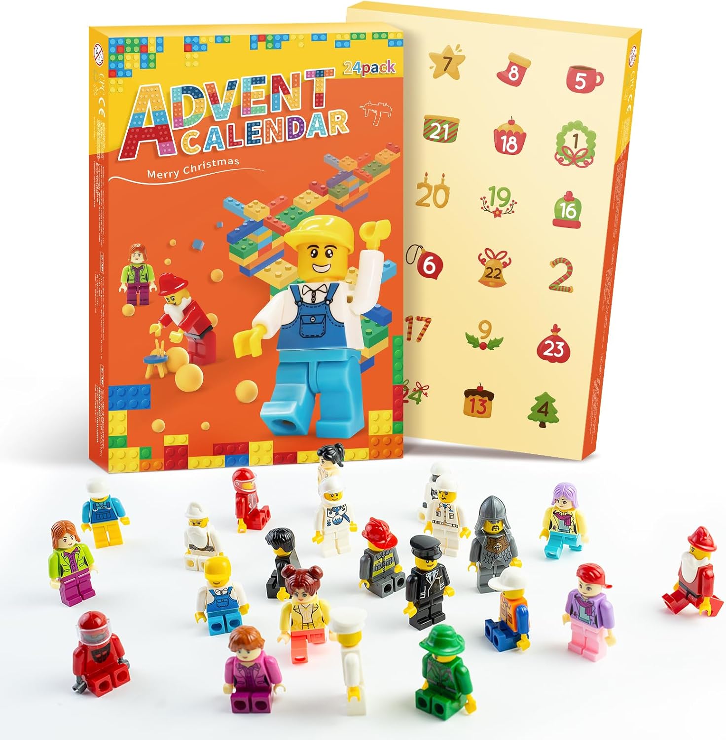 Advent Calendars - Christmas Advent Calendar 2023, 24 Day Christmas Calendar with Figures Behind Each Door Christmas Decoration Building Blocks Kids Christmas Countdown Birthday Gifts Surprise Gift