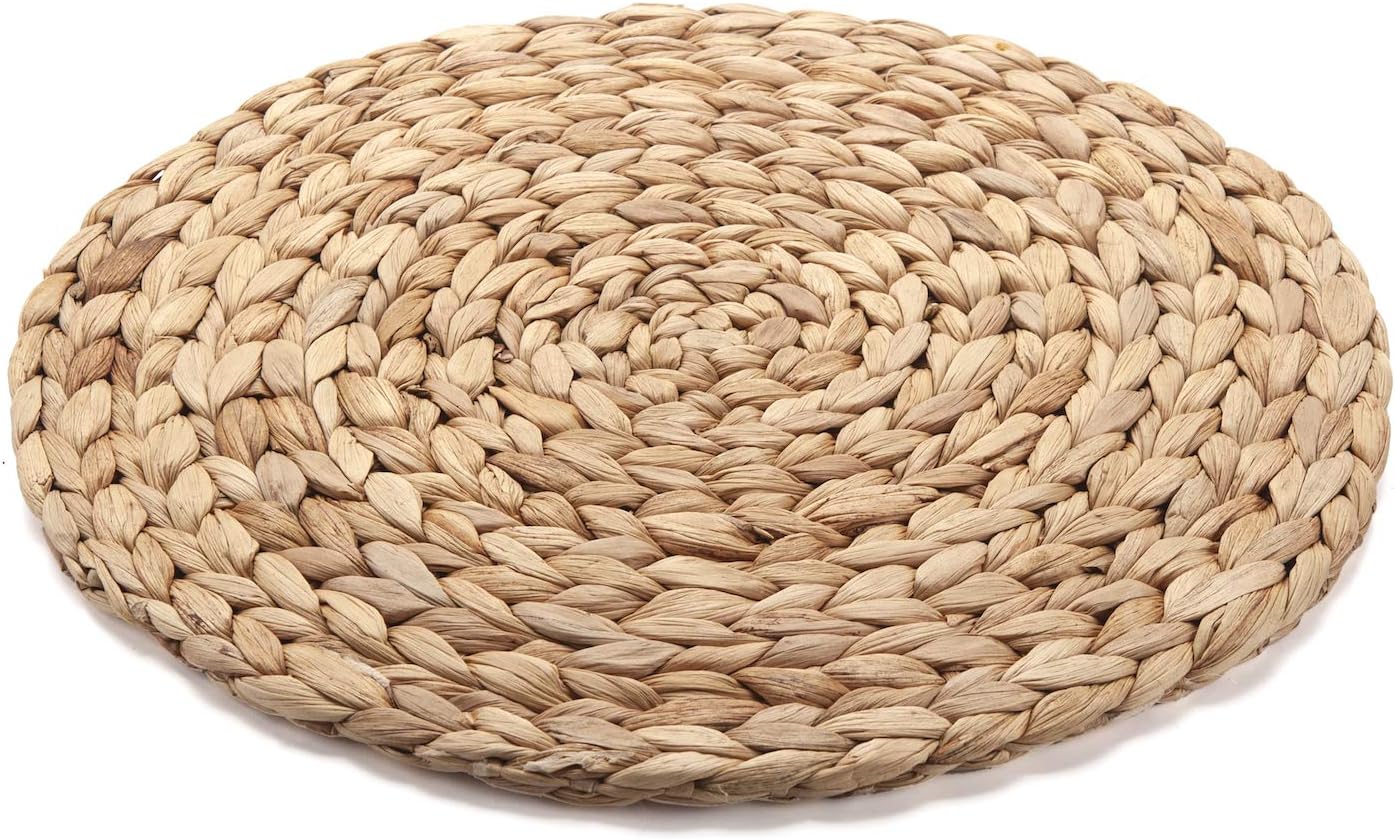 6 Pack, Round Woven Placemats, 35 cm Natural Water Hyacinth Placemats, Braided Straw Table Mats, 13.8 inch (35 cm) - Image 3