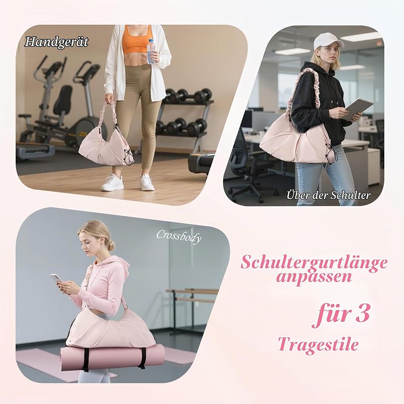 Kleine Fitness-Tasche für Frauen mit Schuhfach & Nass Tasche, 16L Leichtgewicht Reise Carry-on Weekender, wasserdichte Tasche mit Yoga-Matte Halter