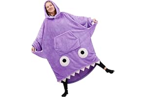 KPBLIS Wearable Blanket Sweatshirt, Shark Blanket Hoodie for Women and Men, Cozy Blanket with Sleeves and Large Front Pocket for Adults, Teens (Purple)