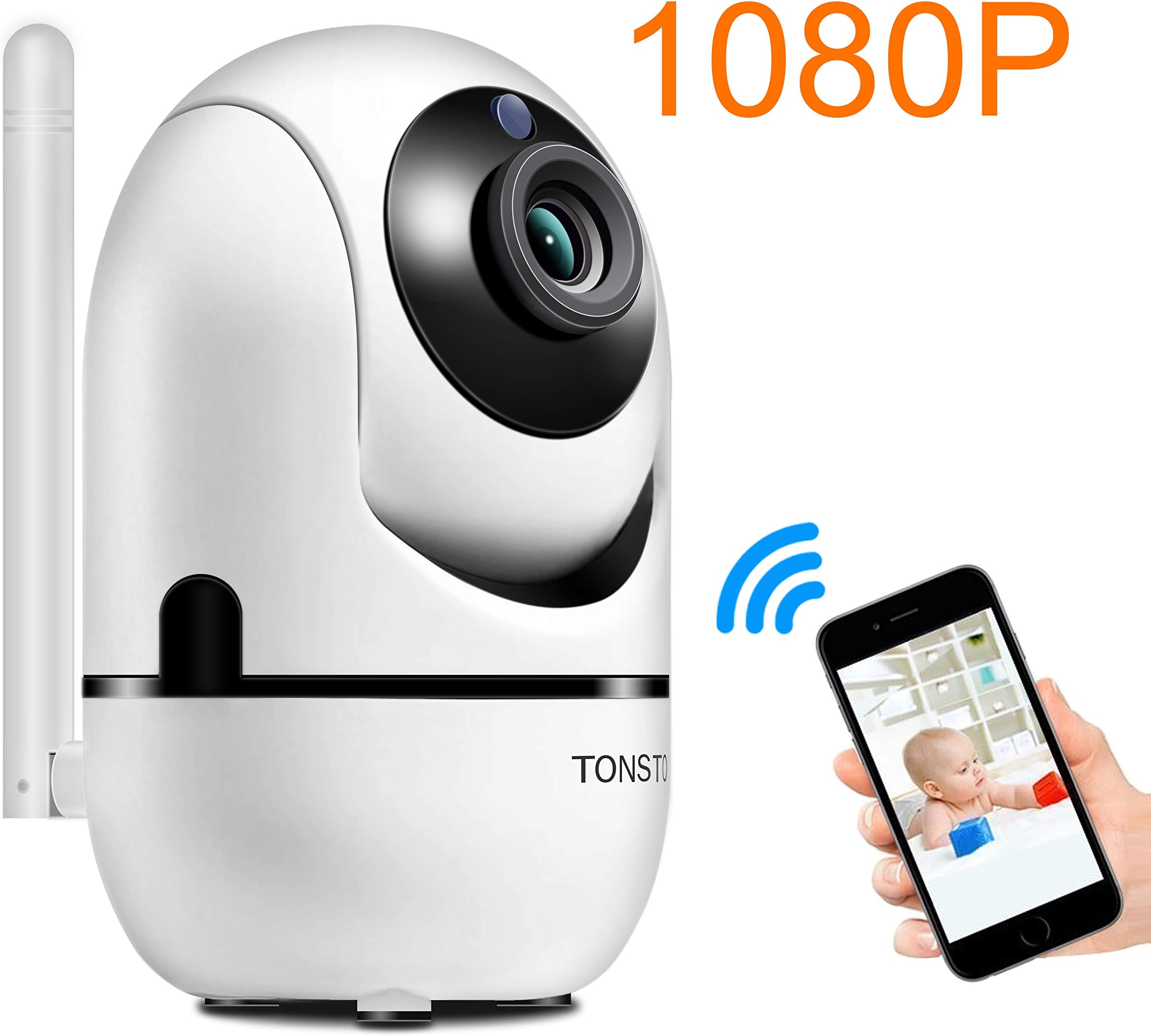1080P Security Camera, TONSTO Automatic Motion Tracking WiFi Camera Baby/Elder/Pet/Nanny/ Monitor Indoor, High Pixel Home Video Surveillance Camera Night Vision Remote Android iPhon Easily