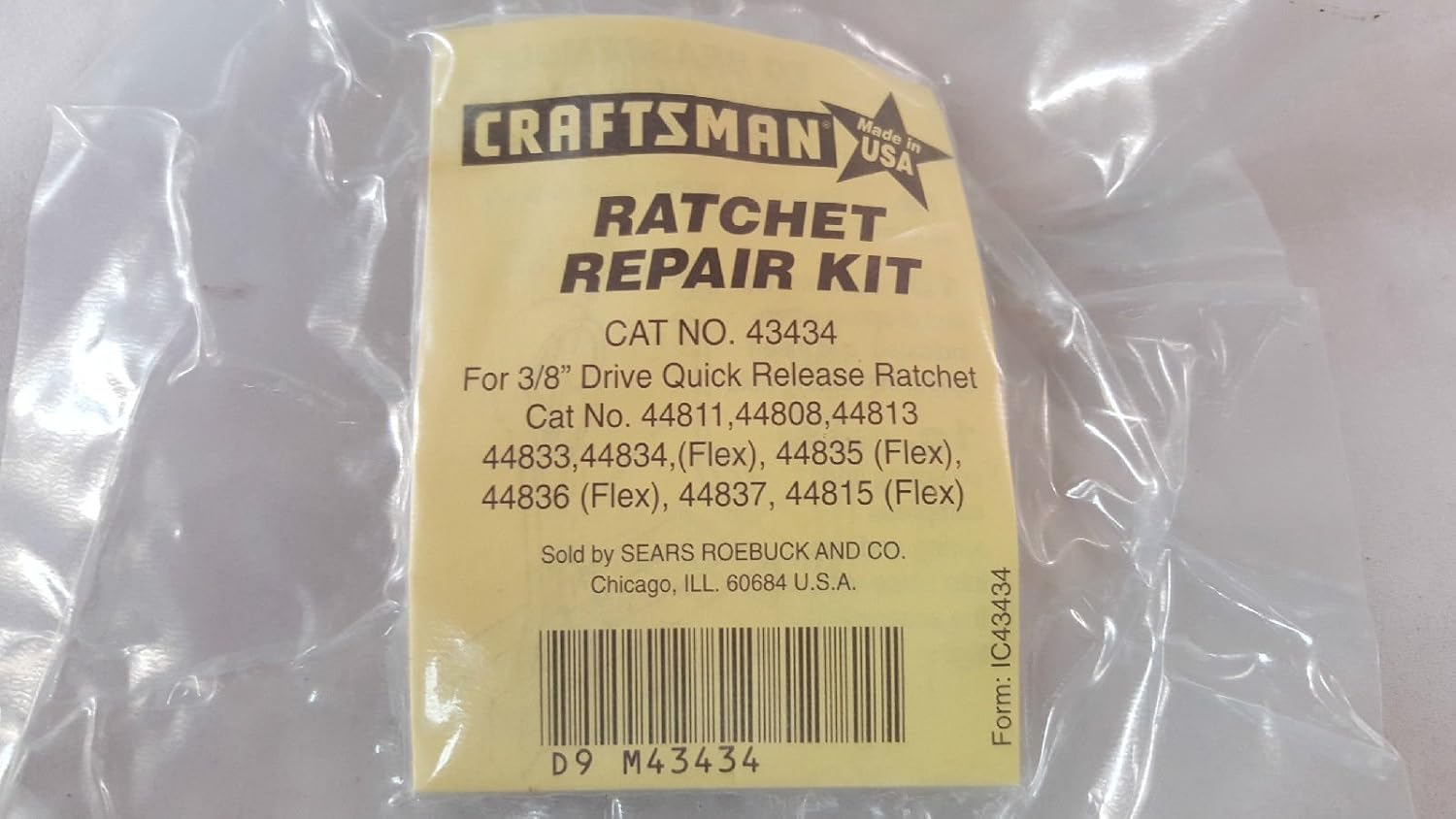 Craftsman Ratchet Repair Kit USA 3/8 43434 44811 44808, 44836, 44837