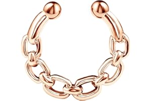 BanaVega 316L Stainless Steel Illusion Fake Septum Ring Chain 16 Gauge 5/16 8mm Nose Earrings Non Pierced Jewelry