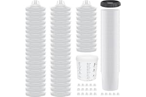 ARTIPOLY Disposable Paint Sprayer Mixing Cup for Automotive Paint Gun,Compatible with Original 1.0 System(not 2.0)-50pcs 20 Ounce Kit-50 Cup Liners,50 Lids with Strainer,1 Hard Cup with Retainer Ring,20 Plugs