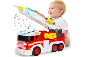 HODURGYI Large Fire Trucks Toys for Toddlers, Kids Toys for 3 4 5 6 7 8 Years Old Boys, 15" Firetruck Toy for Kids with Ladder, Lights, Sounds & Water Shooting, Christmas Birthday Gifts for Boys & Girls