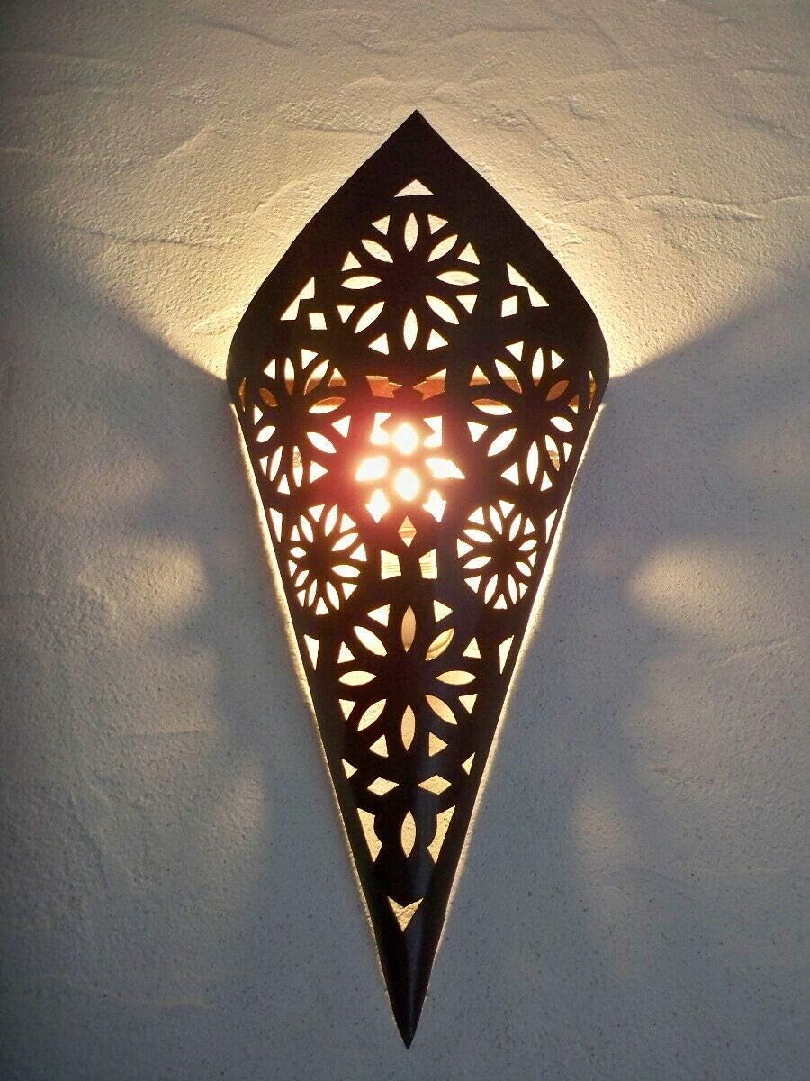 Applique Murale Marocaine En Fer Forgé - Torche Orientale 58 Cm - Lampe Lanterne Style Marocain