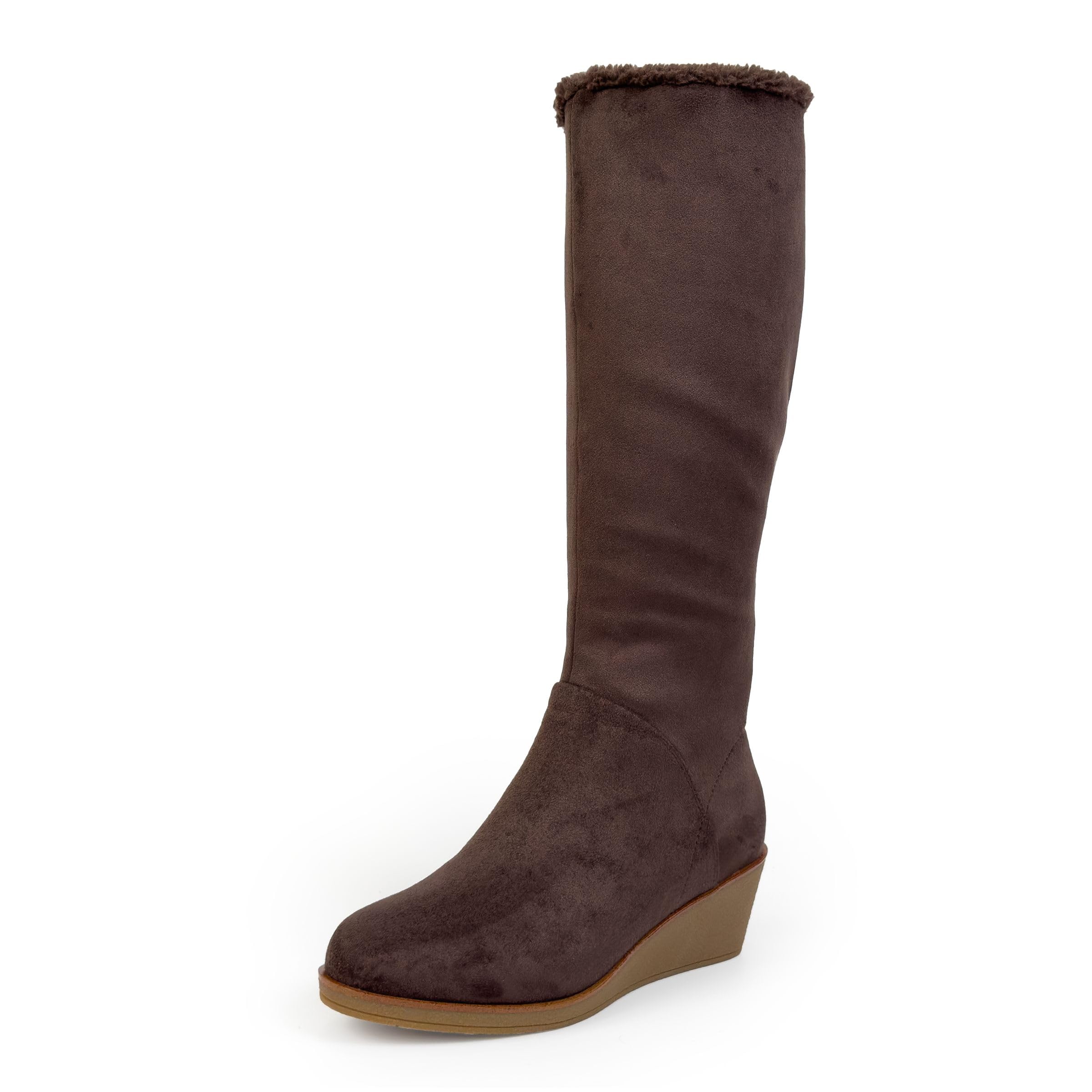 Aerosoles Women’s BINOCULAR SHEARLING Tall Wedge Boot, JAVA FAUX SUEDE, 10.5W