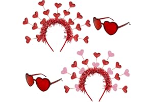 Blesky 4PCS Heart Headband and Heart Sunglasses for Valentine Wedding Birthday Halloween Party