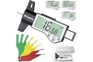 Preciva Tire Tread Depth Gauge & Brake Lining Gauge Set, with Large LCD Display and Inches, Millimeters, Fraction Conversion,