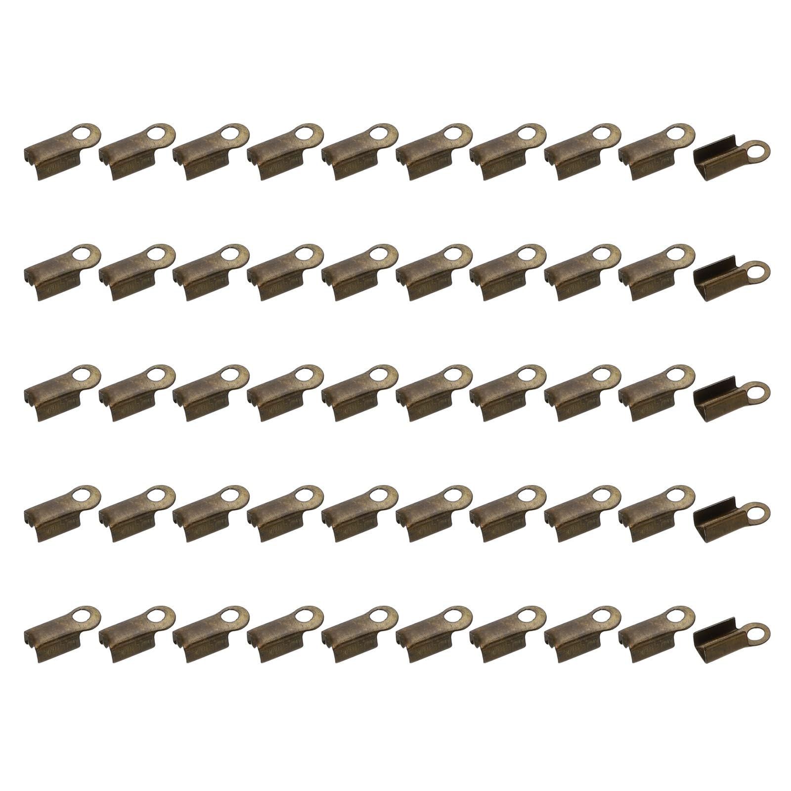 PATIKIL 9.3 x 4 mm Fold Over Crimp Cord Ends, 300Pcs Brass Rectangular Clasp Tips End Leather Ribbon End Clasp Tips for DIY Craft Jewelry Making, Bronze