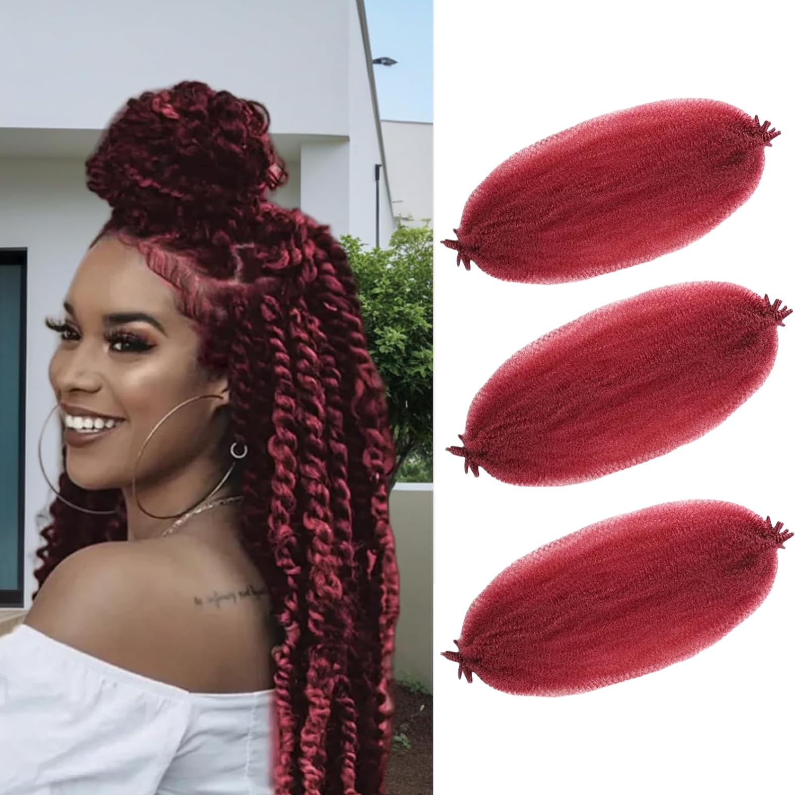 Afro Twist Braiding Hair 24 Inch 3 Packs Pre Separated Springy Marley Braids for Faux Locs Crochet Hair Pre FluffedTwist Extensions