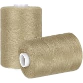 MECCANIXITY 2 Spool Sewing Thread, Beige #100-1 1000 Yards/Spool | Polyester Thread,Prewound Bobbins for Sewing Machine Hand Stitching Quilting Emergency DIY Projects