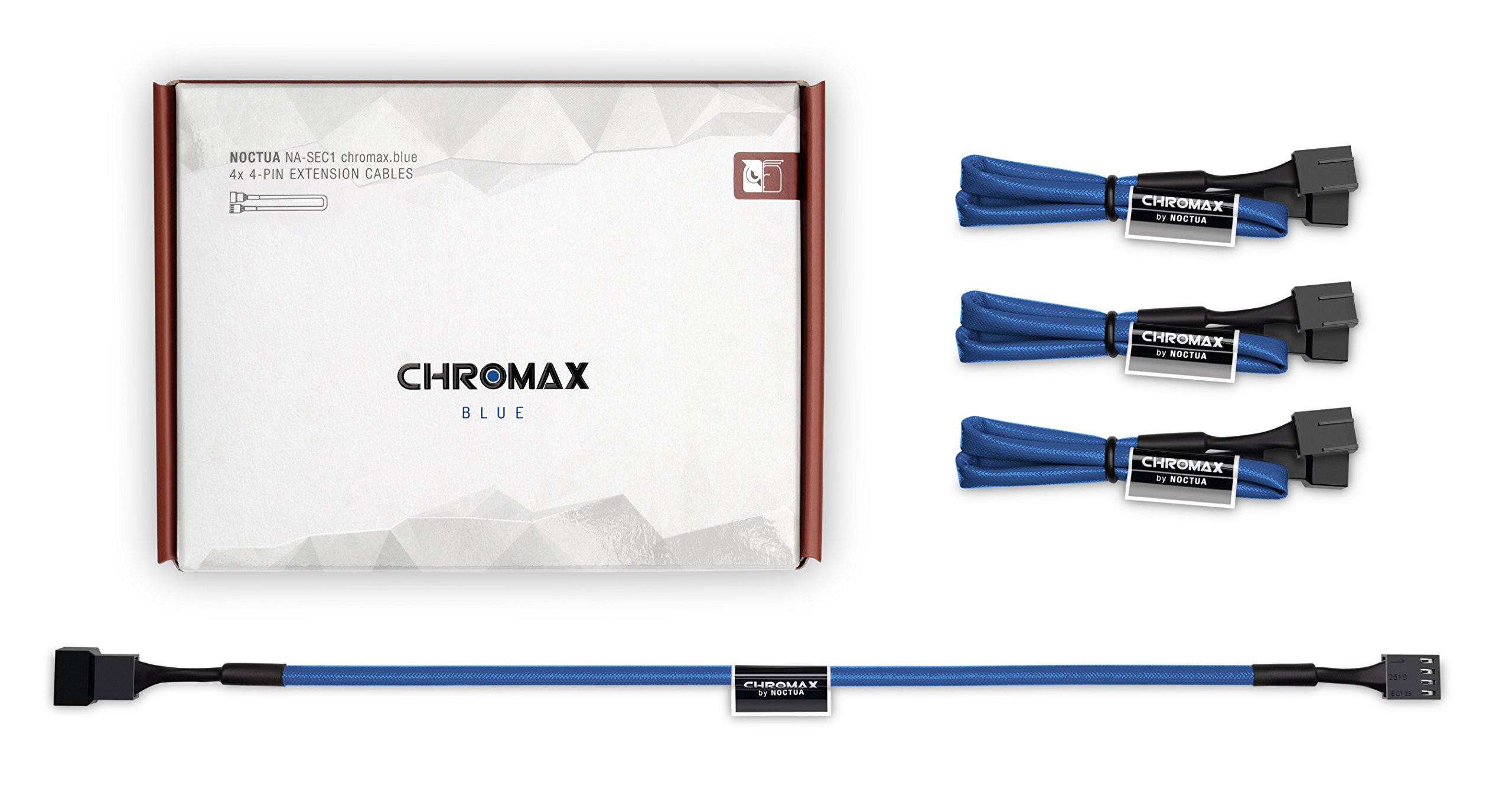 Noctua NA-SEC1 chromax.blue, 3-Pin/4-Pin Extension Cables (30cm, Blue)