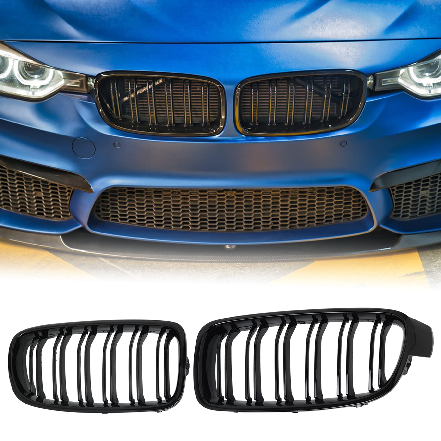 Photo 1 of BILLDIO F30 Black Kidney Grille - Double Slats, Compatible with 2012-2018 BMW 3 Series F30 F31
