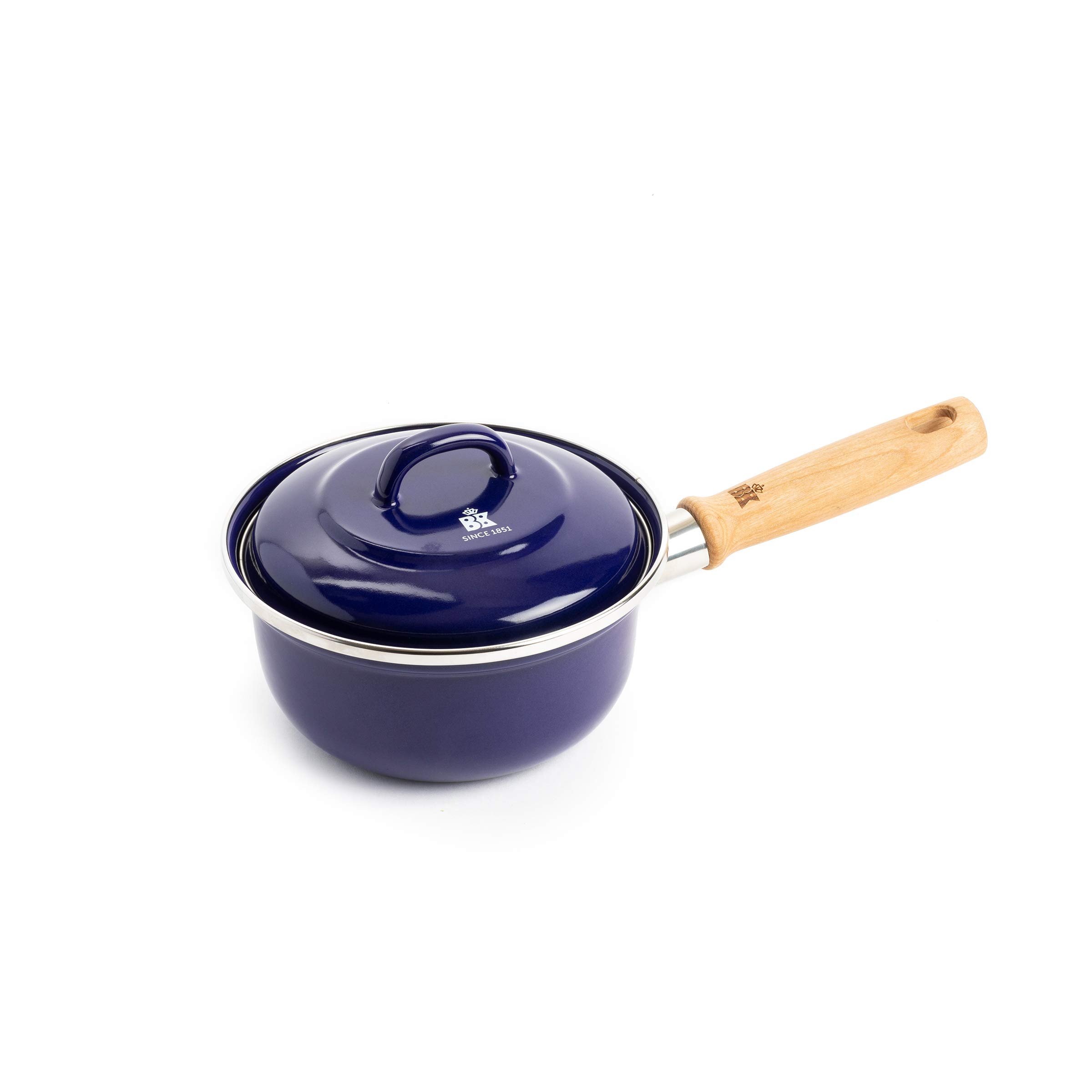 BK Indigo Dutch Heritage Enamelled Saucepan with Lid with PFAS-Free Ceramic Non-Stick Coating, 16 cm/1.2 Litre, Induction, Dishwasher Safe, Oven Safe, Cobalt Blue โ image 1