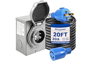Gloppers 30 Amp Generator Cord and Power Inlet Box, 20FT Generator Cords 30 Amp,125V/250V Generator Power Cord NEMA L14-30P to L14-30R,Twist Lock Connector
