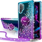 Silverback for Galaxy Note 10 Plus Case, Moving Liquid Holographic Sparkle Glitter Case with Kickstand, Girls Women Bling Diamond Ring Slim Protective Case for Samsung Galaxy Note 10 Plus 5G -Purple