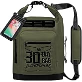 MORXPLOR Dry Bag Waterproof,5L/10L/20L/30L Roll Top Dry Bag Backpack with WaterProof Phone Case for Swim,Kayak(Army Green 30L)