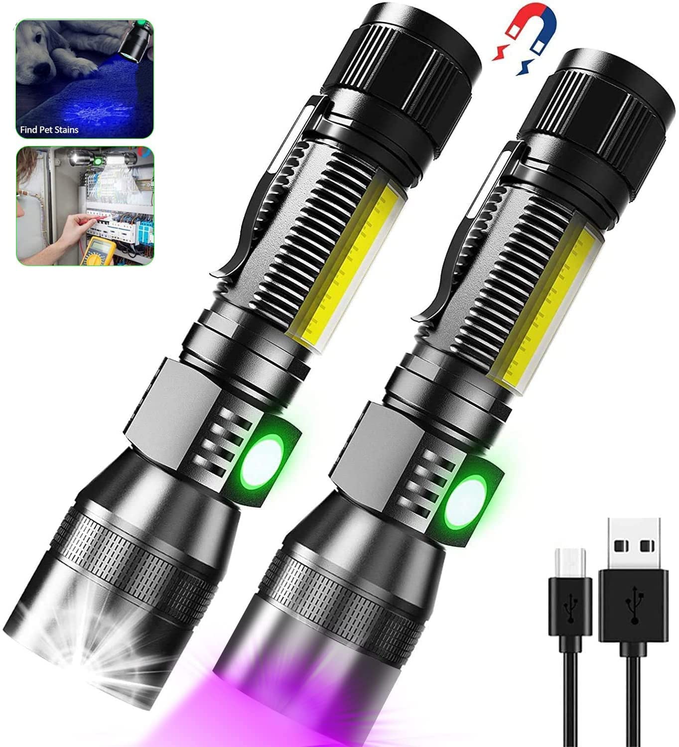 Gearmatte Torches, Rechargeable USB Torches 2 Pack