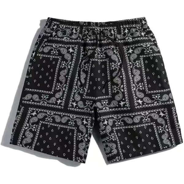 MECH-ENG Mens Paisley Shorts Graphic Bandana Shorts Retro Running