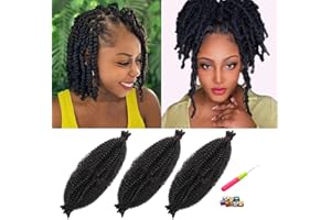 KALULI 10 Inch Braiding Hair Marley Hair for Faux Locs Crochet Hair Passion Twist Hair Spring Twist Hair Butterfly Locs Soft Locs Curly Braiding Hair Marley Hair Extensions Cuban Twist Hair(3 Packs,1B)