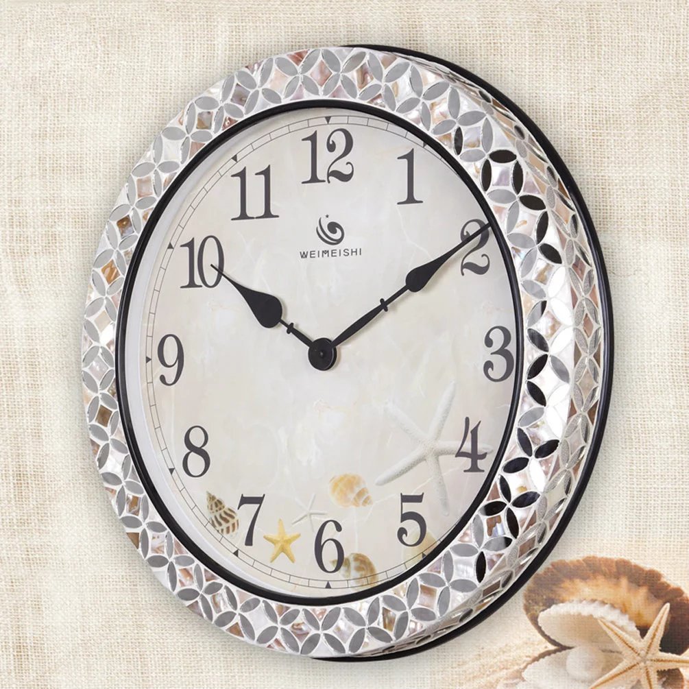安いそれに目立つ 掛け時計 田園風 丸い 壁時計 四の葉 おしゃれ 宮廷風 貝殻 音しない リビング 北欧 インテリア 高級 Ebodong B077wqvnhy 楽天 Bandveilig Nl