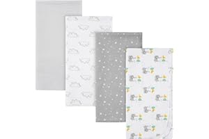 Gerber Unisex Baby 100% Cotton Flannel Receiving Blankets for Babies and Newborns 30x30 Inches (Pack of 4), Neutral
