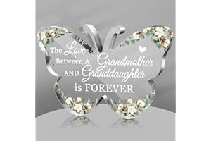 Jetec Grandma Gift Birthday Christmas Acrylic Gift Butterfly Shape Grandmother Sign from Granddaughter Grandson Thoughtful Mother's Day Ideas(Butterfly Granddaughter)