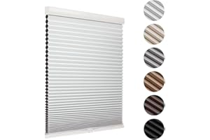 MYshade Blackout Cordless Cellular Shades Honeycomb Shade for Indoor Windows Room Darkening Blinds for Home Office Pull Down Window Shades Easy to Install 40 inch Wide, H64 Pleated Shade White