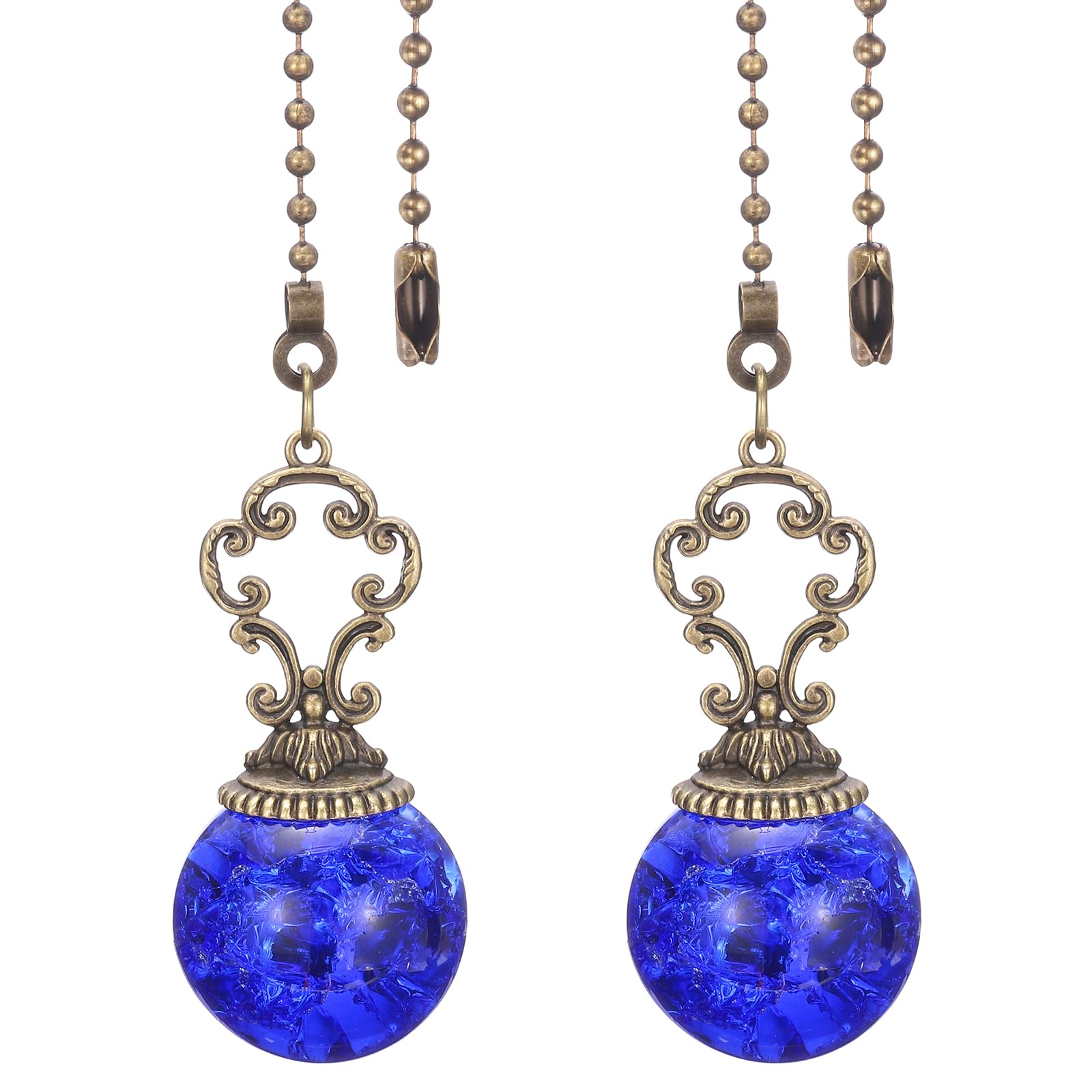 PATIKIL Ceiling Fan Pull Chain, 2 Pack 12" Decorative Ball Pendant Chain Extender Charm Extension Pull String for Ceiling Fans Light Lamp, Dark Blue