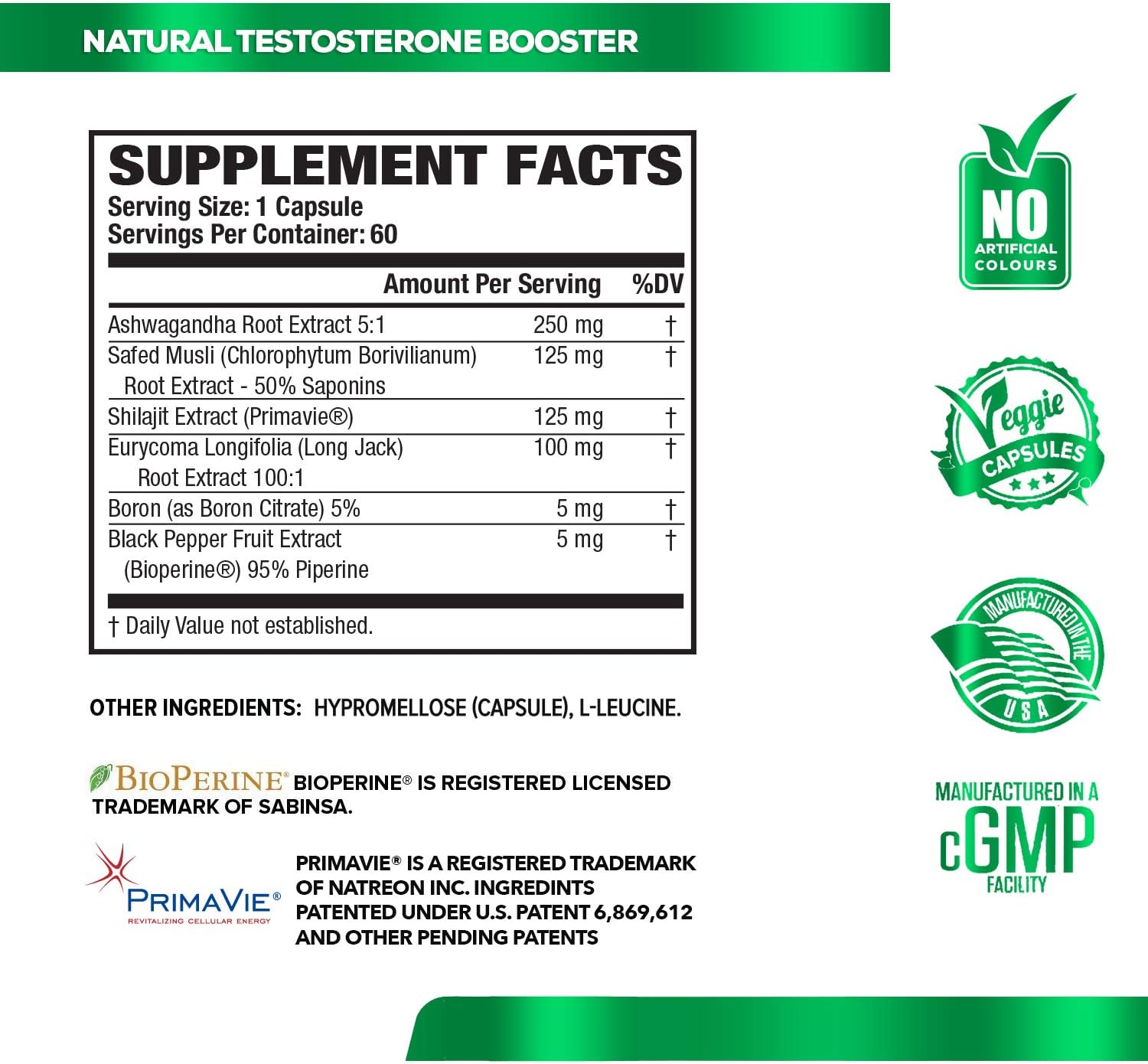 PRIMASURGE Testosterone Booster for Men - Boost Lean Muscle Growth, Strength, Energy & Fat Loss | Natural Test Booster Supplement w/ Premium PrimaVie, Ashwagandha & More - 60 Veggie Pills: Health & Personal Care