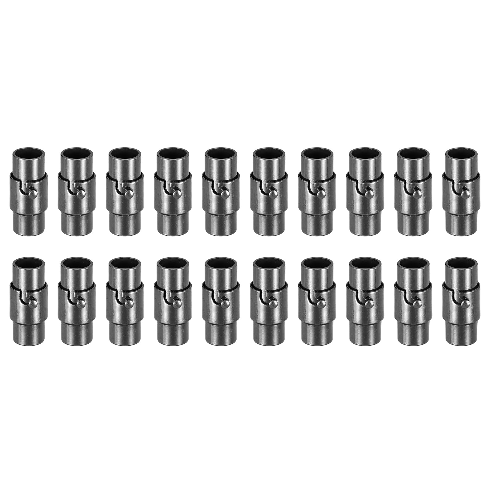 uxcell Leather Cord End Clasp, 20Pcs 5mm Hole Leather Clasps, Cord End Caps Closures Leather Cord Buckle for Jewelry Making DIY Supplies Crafts, Black